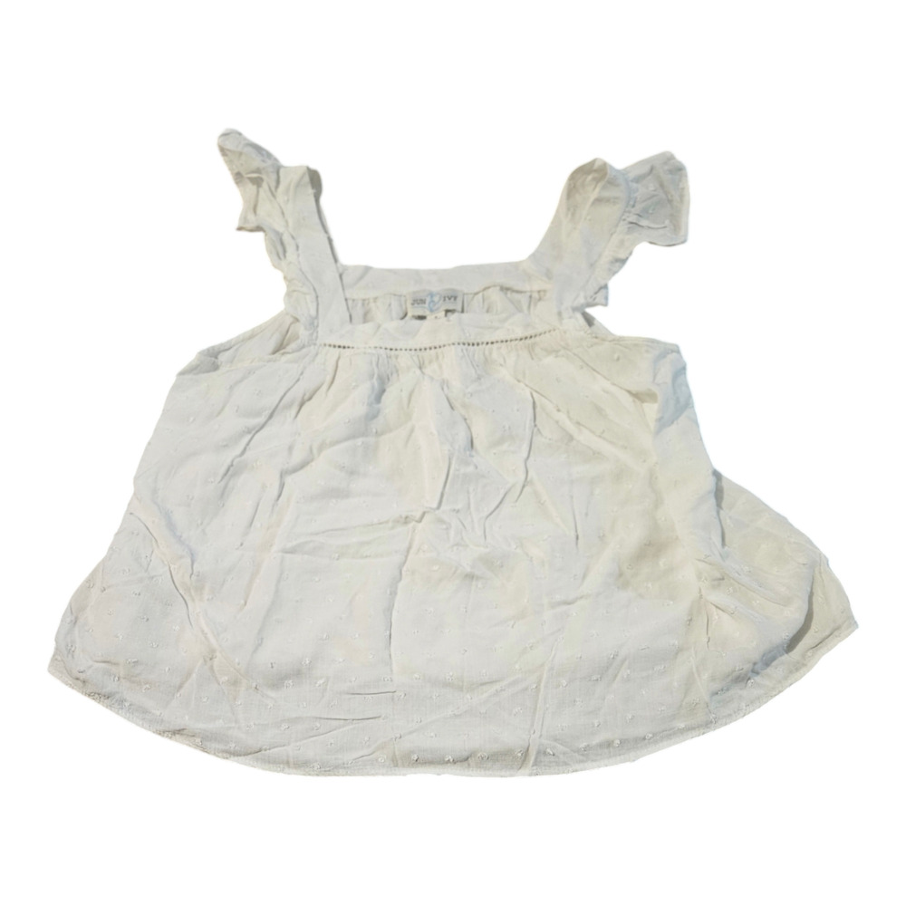 Jun & Ivy Small White Sleeveless Embroidered Shirt